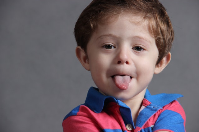 A happy young child playing